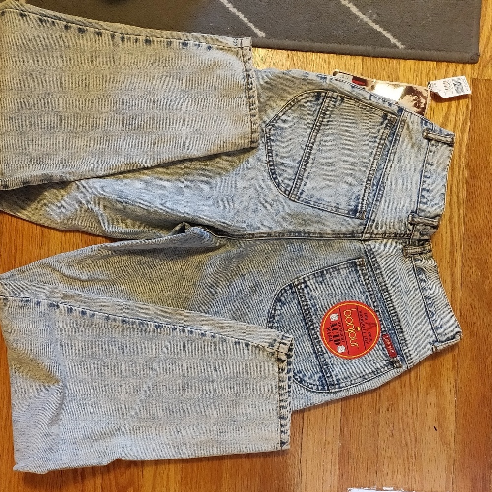 Bonjour Vintage high waist stone washed jeans.